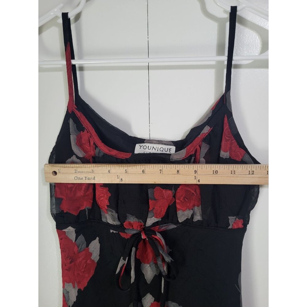VTG Y2k 90s Red Roses Black Whimsigoth Fairy Coquette Dress Younique Empire SZ M - Picture 4 of 10